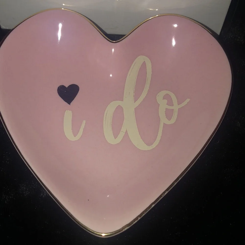 I Do‎  Ceramic Jewelry Ring trinket heart dish